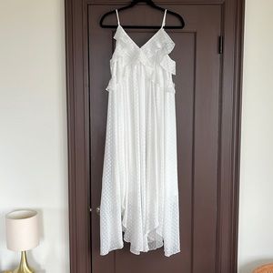 White Ruffle Midi Dress
